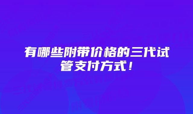 有哪些附带价格的三代试管支付方式！