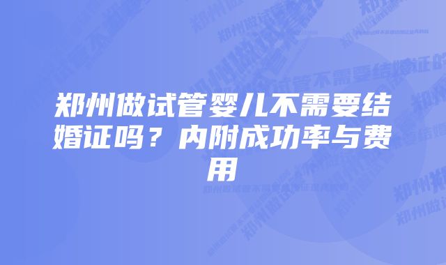 郑州做试管婴儿不需要结婚证吗？内附成功率与费用