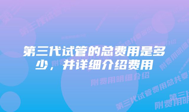 第三代试管的总费用是多少，并详细介绍费用