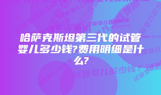 哈萨克斯坦第三代的试管婴儿多少钱?费用明细是什么?