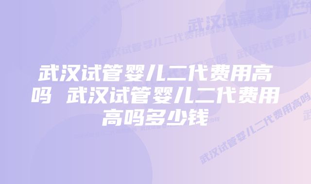 武汉试管婴儿二代费用高吗 武汉试管婴儿二代费用高吗多少钱