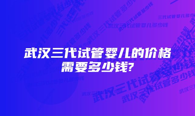 武汉三代试管婴儿的价格需要多少钱?