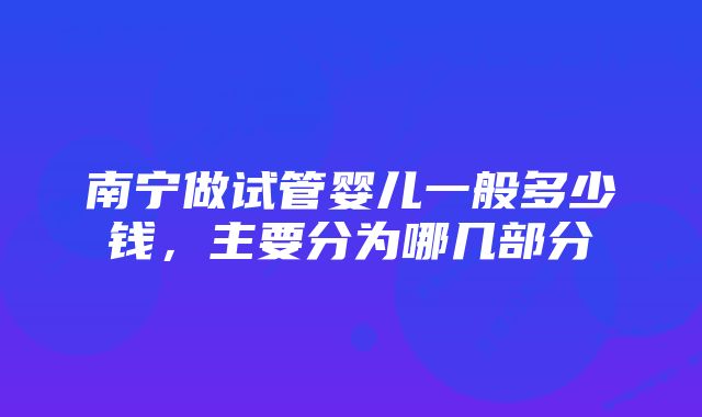 南宁做试管婴儿一般多少钱，主要分为哪几部分