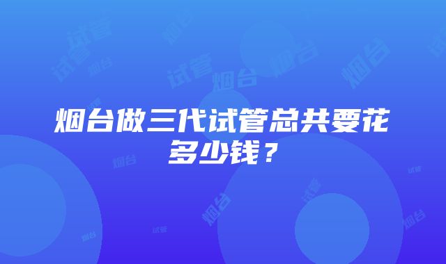 烟台做三代试管总共要花多少钱？