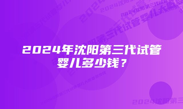 2024年沈阳第三代试管婴儿多少钱？