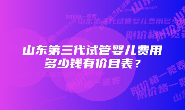 山东第三代试管婴儿费用多少钱有价目表？