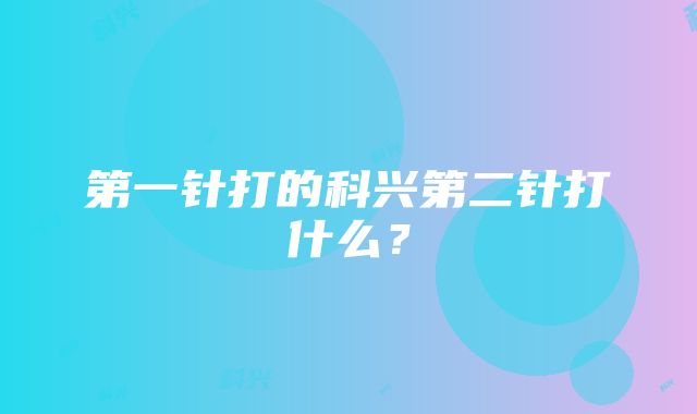 第一针打的科兴第二针打什么？