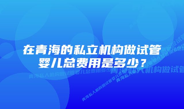 在青海的私立机构做试管婴儿总费用是多少？