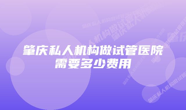 肇庆私人机构做试管医院需要多少费用