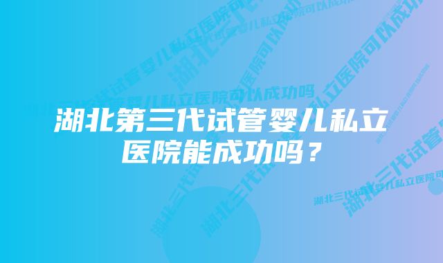 湖北第三代试管婴儿私立医院能成功吗？