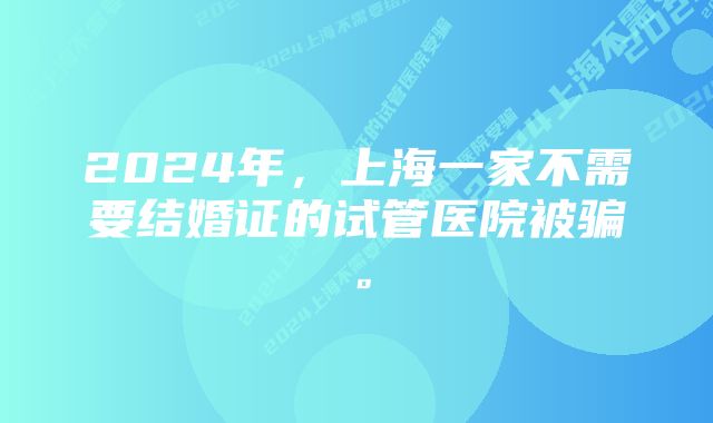 2024年，上海一家不需要结婚证的试管医院被骗。