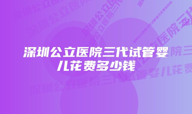 深圳公立医院三代试管婴儿花费多少钱