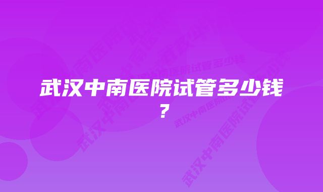 武汉中南医院试管多少钱？