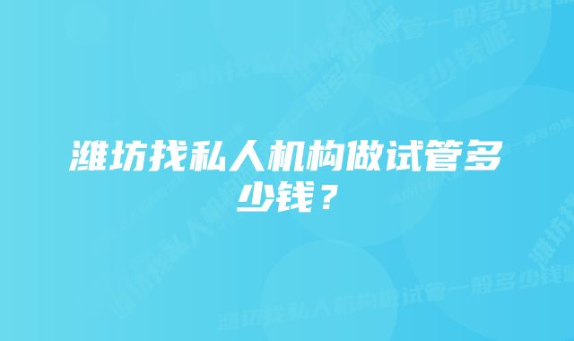 潍坊找私人机构做试管多少钱？