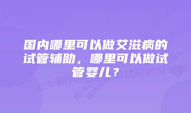 国内哪里可以做艾滋病的试管辅助，哪里可以做试管婴儿？