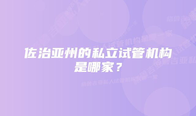 佐治亚州的私立试管机构是哪家？