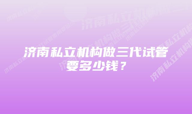 济南私立机构做三代试管要多少钱？