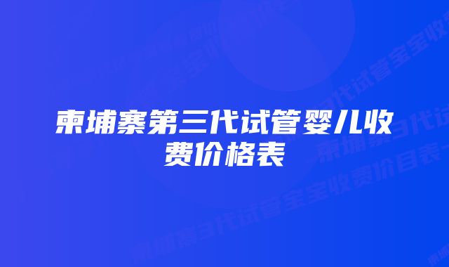 柬埔寨第三代试管婴儿收费价格表