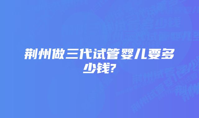 荆州做三代试管婴儿要多少钱?