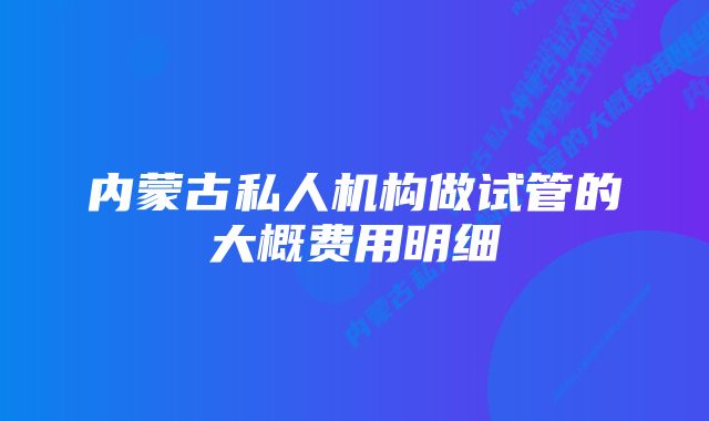 内蒙古私人机构做试管的大概费用明细