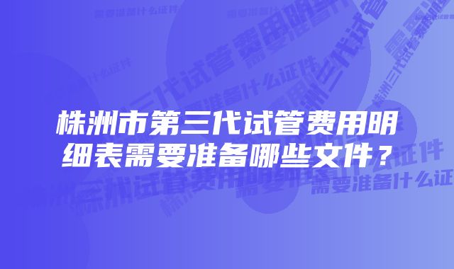 株洲市第三代试管费用明细表需要准备哪些文件？