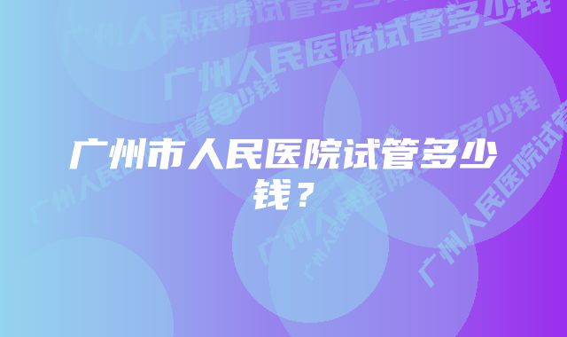 广州市人民医院试管多少钱？