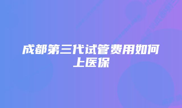 成都第三代试管费用如何上医保