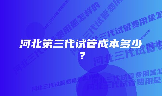 河北第三代试管成本多少？