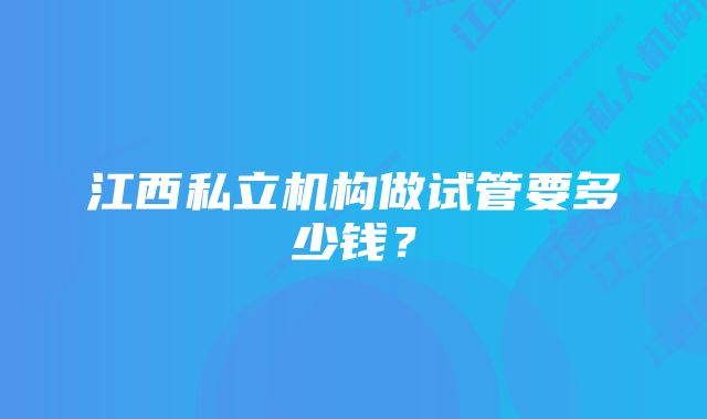 江西私立机构做试管要多少钱？