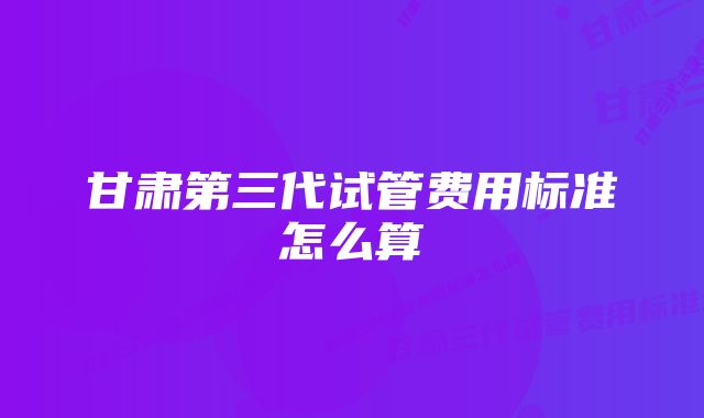 甘肃第三代试管费用标准怎么算