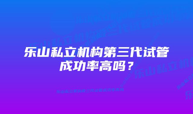 乐山私立机构第三代试管成功率高吗？