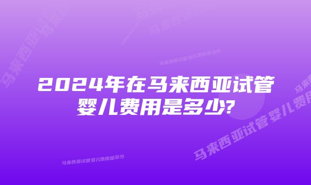 2024年在马来西亚试管婴儿费用是多少?