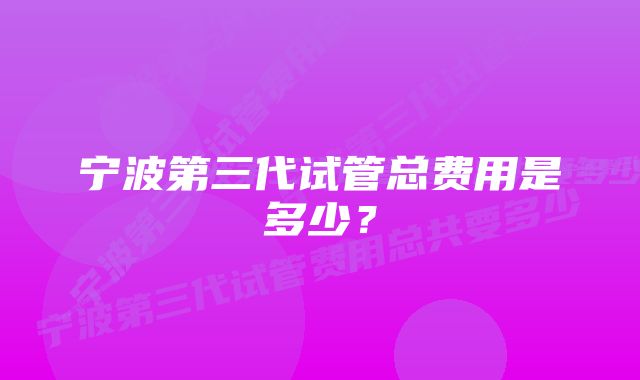 宁波第三代试管总费用是多少？