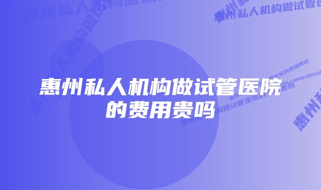 惠州私人机构做试管医院的费用贵吗