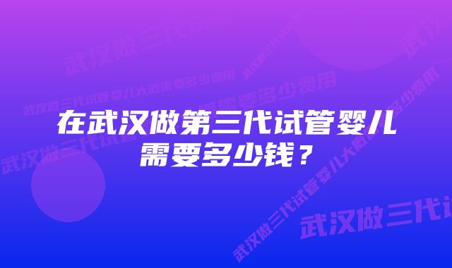 在武汉做第三代试管婴儿需要多少钱？