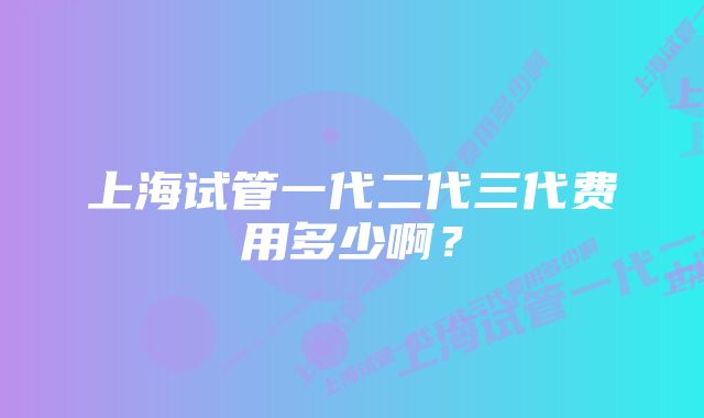 上海试管一代二代三代费用多少啊？