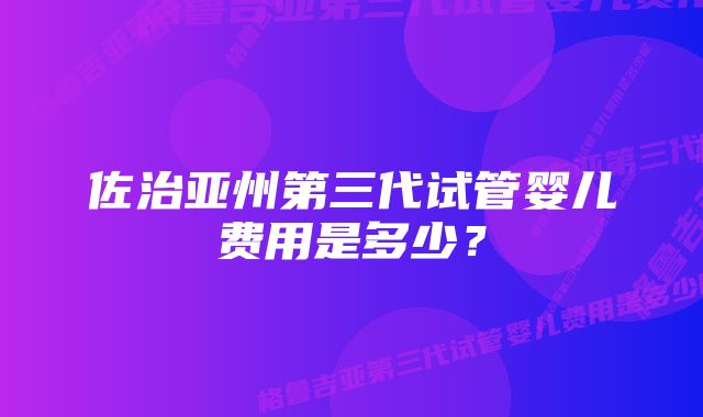 佐治亚州第三代试管婴儿费用是多少？