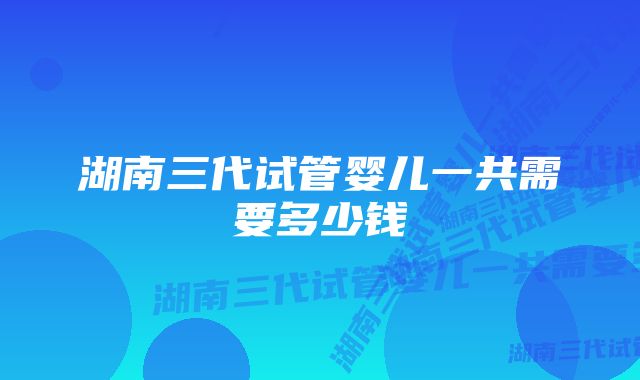 湖南三代试管婴儿一共需要多少钱