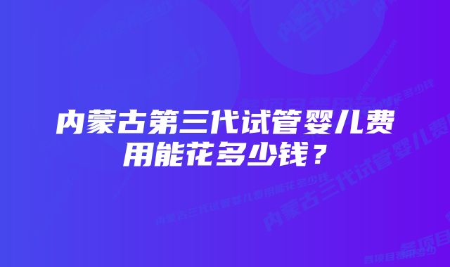 内蒙古第三代试管婴儿费用能花多少钱？