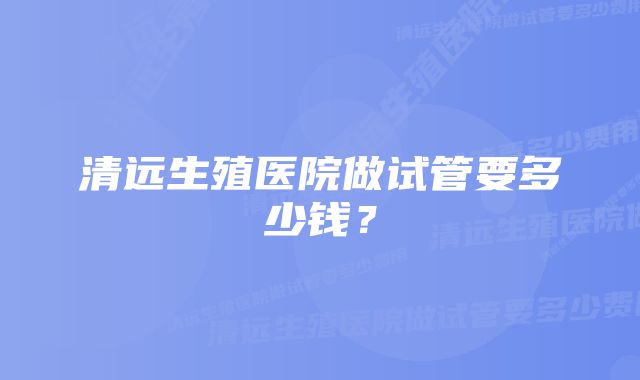 清远生殖医院做试管要多少钱？