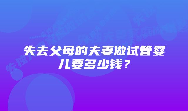 失去父母的夫妻做试管婴儿要多少钱？