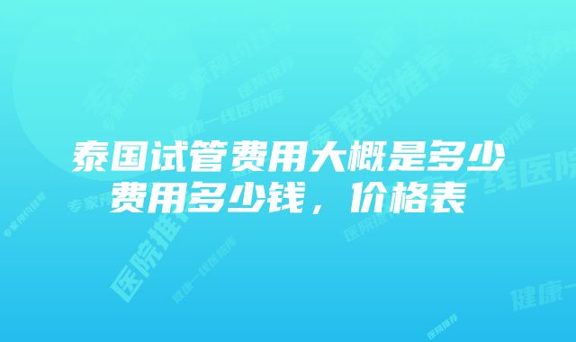 泰国试管费用大概是多少费用多少钱，价格表