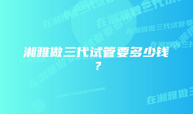 湘雅做三代试管要多少钱？