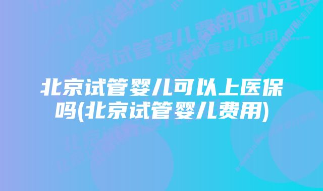 北京试管婴儿可以上医保吗(北京试管婴儿费用)