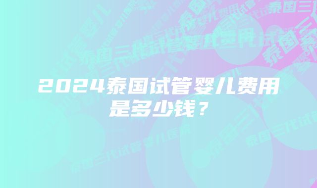 2024泰国试管婴儿费用是多少钱？