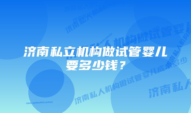 济南私立机构做试管婴儿要多少钱？