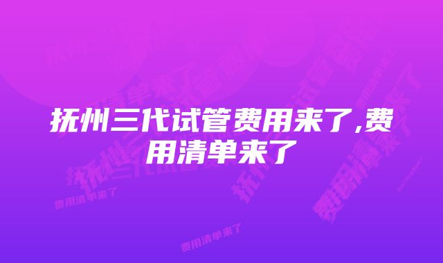 抚州三代试管费用来了,费用清单来了