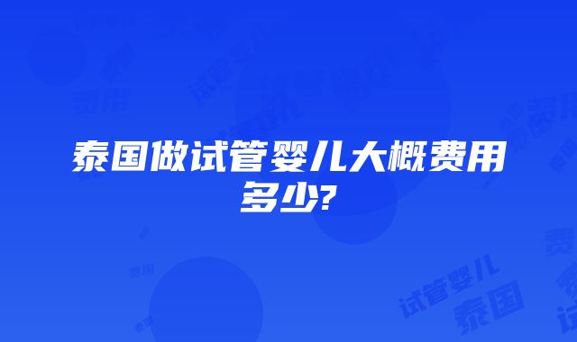 泰国做试管婴儿大概费用多少?