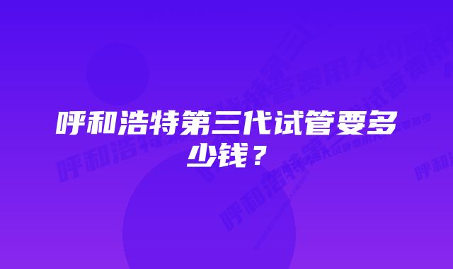 呼和浩特第三代试管要多少钱？