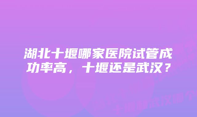 湖北十堰哪家医院试管成功率高，十堰还是武汉？